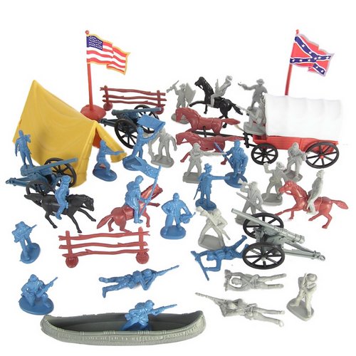 Civil War Soldier 102 Piece Playset: Bucket of 54mm Plastic Army Men and Accessories 1:32 Scale