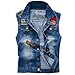 Najia Symbol Men's Slim Fit Retro Cow Light Blue Denim Vest 167