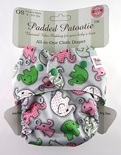 Padded Patootie Elephant Walk One-Size All-in-One Cloth Diaper