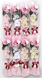 【Present Bear】 1輪くま束 アソート8本セット　ティアラ付くま1匹と薔薇の造花1輪　安心品質の国内製作