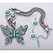 YAZILIND Tibetan Silver-Plated Butterfly Turquoise Necklace and Earring Set