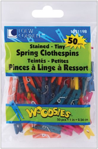 Loew-Cornell Woodsies Tiny Spring Clothespins-Colored 1-Inch 50-Pack