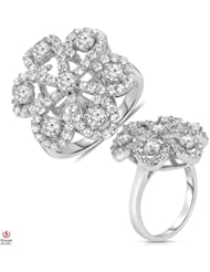 One of the kind1 1/2CTTW Diamond Flower Fashion Ring 14K White Gold