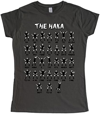 Stooble Womens's New Zealand Rugby Haka Charcoal T-Shirt, Size L