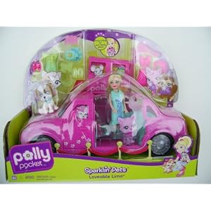 Polly Pocket Sparklin Pets Loveable Limo with Purple Cat by 
