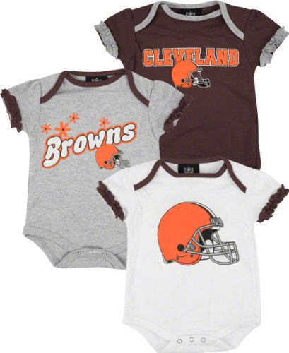 Cleveland Browns Newborn 3 Piece Ruffled Sleeve Creeper Set