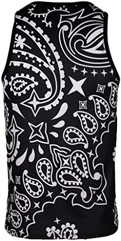 Men's Hip Hop Rave Graphic Tank Top Shirt (L, Black Bandana Paisley)