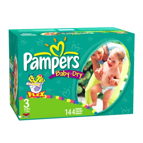Pampers Baby Dry Diapers, Size 3 (16-28 Lbs), Value Pack, 144 Diapers