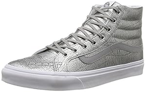 Vans Women's Sk8-Hi Slim Foil Metallic Skate Shoes-Foil Metallic Silver-9.5-Women/8-Men