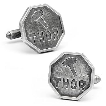 Thor Comic Logo Silver Cufflinks