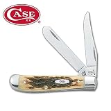 Tru Sharp Blades Handle Amber Bone With Case Shield Case Mini Trapper Knife