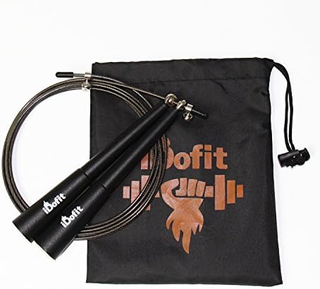 iDofit Adjustable High Speed Jump Rope - Professional Long Handles - Metal Ball Bearing - Fast Speed Cable for Master Double Unders, Crossfit, WOD, MMA, Boxing, Fitness - With Carry Case