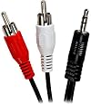 5ft Universal Audio Splitter Stereo Cable, 3.5mm Mini-Stereo Male to Two RCA Male Audio Cable for Apple iPod, Microsoft Zune