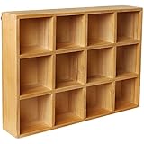 Wooden Freestanding / Wall Mounted 12 Compartment Shadow Box / Display Shelf Shelving Unit - MyGift&reg;