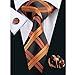 Hi-Tie Mens Orange Silk Tie Hanky Cufflinks set 6 Styles for Choose