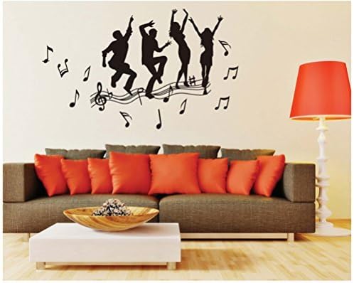 Bling2Bling Dancing man with Beating Note Wall Sticker Musical Mural Decor Art for Living Room/Teenagers' Bedroom/TV&amp;Sofa Background Simply Peel&amp;Stick Furniture Decor by Bling2Bling
