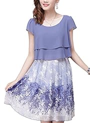 Plus Size Sexy Floral Print Round Neck Summer  Dress