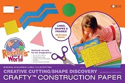 Roselle Crafty Construction Paper Pad, "Levels 1 and 2" of Cutting Skills Assortment Pad, 18 x 12 Inches, Assorted Colors, 60 Count (02831-0)