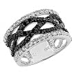 14K White Gold Black and White Diamond Ring/Band