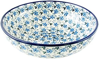 Polish Pottery 7", 16 Oz. Wide Serving Bowl Handmade Boleslawiec Traditional Stoneware Pattern B90-2008