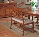 X Cross-Back Design Walnut Finish Loveseat Bench Dining Chair