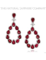 Pear Shape 9.16cts Natural Ruby Earrings with 2.27cts Pave Diamonds