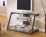 Black Sloped TV Stand With Glass Shelves