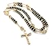 Goldtone with Black 39 Inch Beaded Chain Jesus Rosary Cross Pendant with Prayer Hands Charm Necklace (N-1119)
