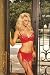 Sale Red Bra Skirt Garters g-string Mesh Embroidered Set SeXy Sizes 32 or 34
