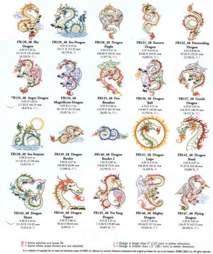 Brother PES Embroidery Machine Card DRAGONS 5