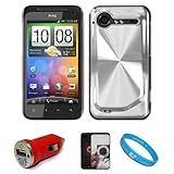 Silver Metallic Cosmo Wave Design Protective Snap-On Case Cover for HTC Dro ....