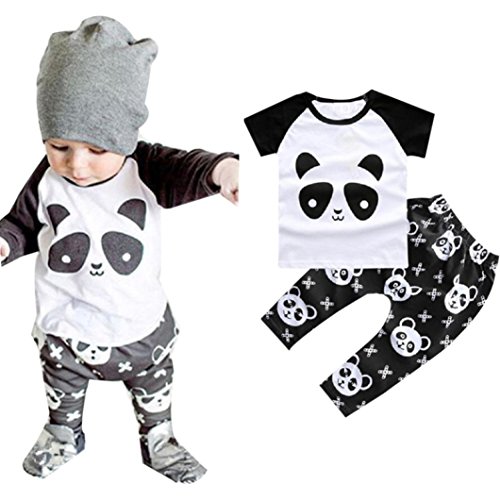 FEITONG Baby Toddler Boy Panda Shirt + Pants Kids Sets Outfit (12 Months, Black)