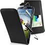 Schwarz Supergets H�lle f�r Samsung Galaxy S4 i9500 Klapptasche in Lederoptik, Etui Schale Flip Case, Mit Schutzfolie und Mini Eingabestift