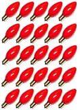 Red C9 Intermediate Screw (E17) Base Ceramic Christmas Holiday Light Bulb Replacement 25 Pack