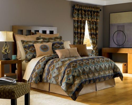 Croscill Home Fashions Queen Size Dakota Comforter Set, Topaz, 4-Piece