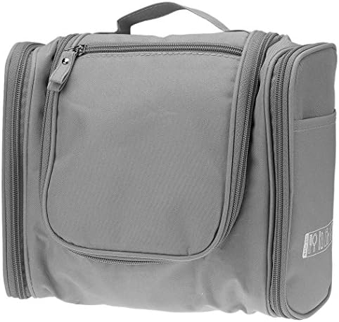 Washable Toiletry Bags, Feeto Unisex Bathroom Storage Cosmetic &amp;Grooming Toiletry Organizer Kit with Hanging Hook&amp; Waterproof Lining (Light Grey)