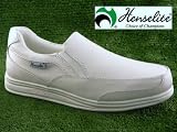 from Henselite Mens Henselite Victory Sport Slip on Leather Lawn Bowls Shoes Sizes 7 to 13 in White and Grey