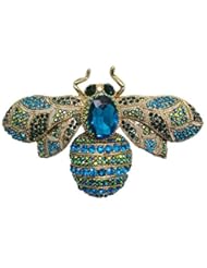 Jewelry: TTjewelry Charming Bee Insect Gold-Tone Brooch Pin Blue Austria Crystal Rhinestone