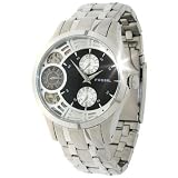 Fossil Mens Metal Multifunction Watch - Black/Silver Dial - Twist