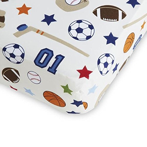 NoJo Fitted Crib Sheet - Sports - Hockey, Football, Soccer, Basketball, Baseball