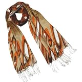 100% Acrylic Four Color Oval Tassel Ends Long Scarf Shawl
