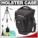 Case Logic Digital SLR Zoom Holster Camera Bag/Case (Black) (SLRC-201) + Tripod + Accessory Kit for Olympus E-5, E-30, E-3, Evolt E-420, E-620, Pen E-PL2