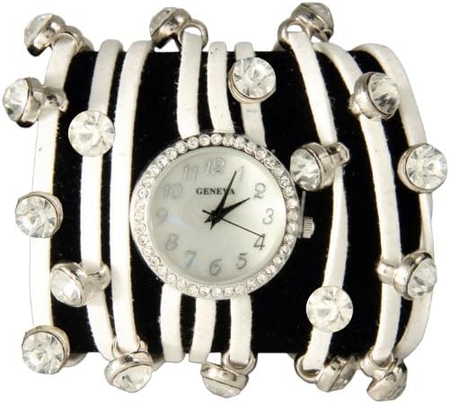 Spaghetti Strand Designer Inspired Geneva Wrap Watch-White and Silver!
