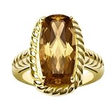 14k Yellow Gold Cognac Quartz Ring, Size 7 by Duneier of NY
