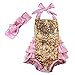 Newborn Baby Romper Gold Pokia Dot Jumpsuit Romper with Headband Outfit for Boys Girls (12-18months)