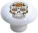 Set of 2 Sugar Skull Ceramic Cabinet Drawer Knobs