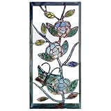 ブロック 塀 飾りブロック シャインガラスブロック長方形(チョウ&花) 金属製 燻し銅色