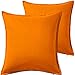 BHG 2 Pack Solid Orange Decorative Throw Cushion Pillow Cover Cushion Sleeve for 20
