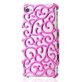 Chrome Electroplating Hollow Pattern PC Hard Back Case Cover for iPhone 4G 4S, Luxury Hot Pink