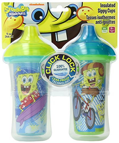Munchkin 2 Piece SpongeBob SquarePants Insulated Sippy Cup, Colors May Vary, 9 Ounce